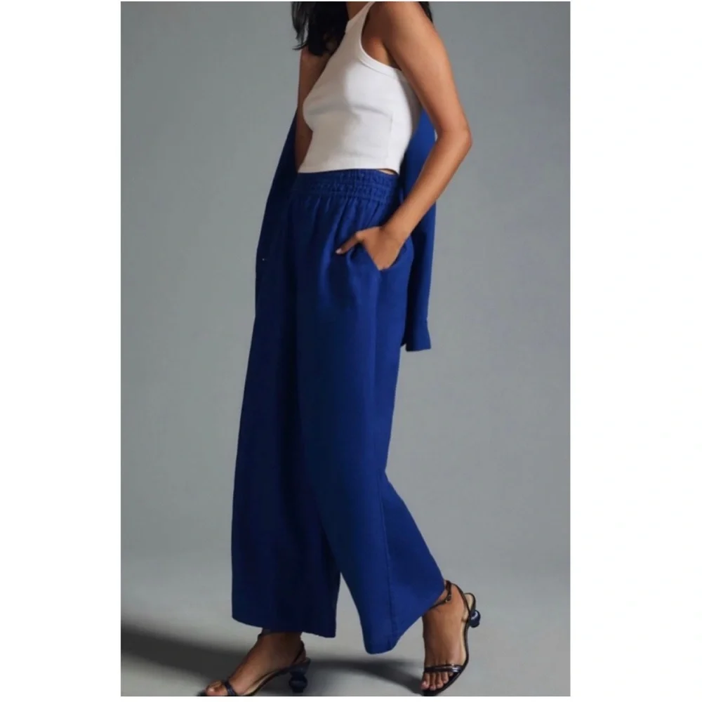 Anthropologie The Somerset Pull-On Pants: Linen Edition in Cobalt Blue Size MT - Picture 5 of 16